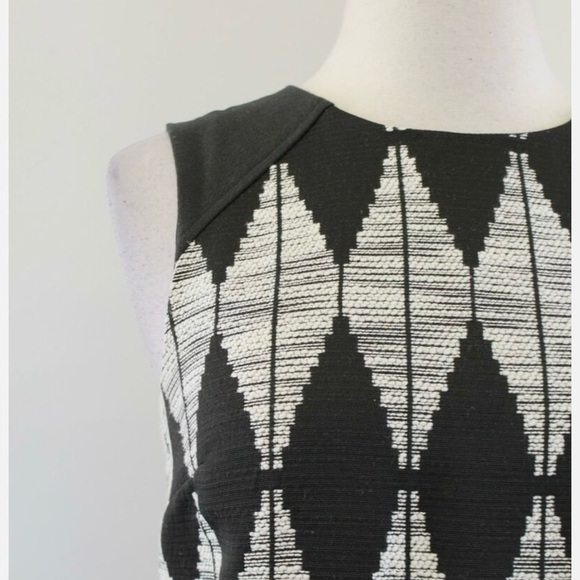 Banana Republic Gray Black Off White Diamond Tweed Drop Waist Shift Dress Size 0 - Picture 3 of 7